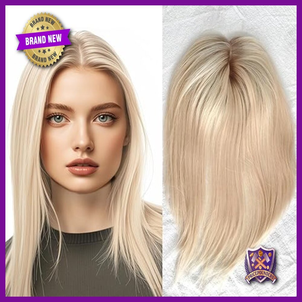 7x7 Human Hair Topper with Lace Front, 8 Clips for Thinning Hair